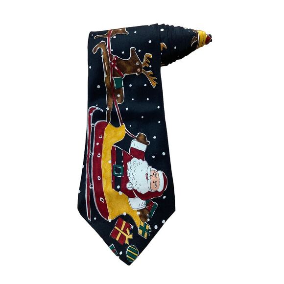 Save The Children Pete Age 13 Ho Ho Ho Santa Claus Sleigh Christmas Necktie - Picture 1 of 7
